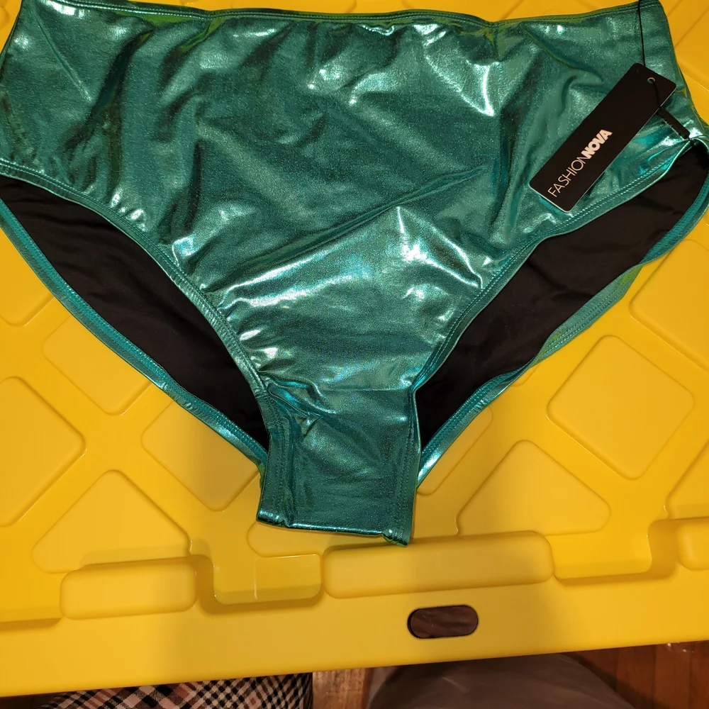 Fashion Nova Shimmering Teal Bikini Bottom - Picture 3 of 4